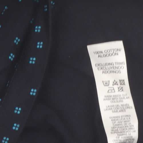 Dunnes Stores Men's Black Geometric Cotton Polo Shirt XL Regular Fit