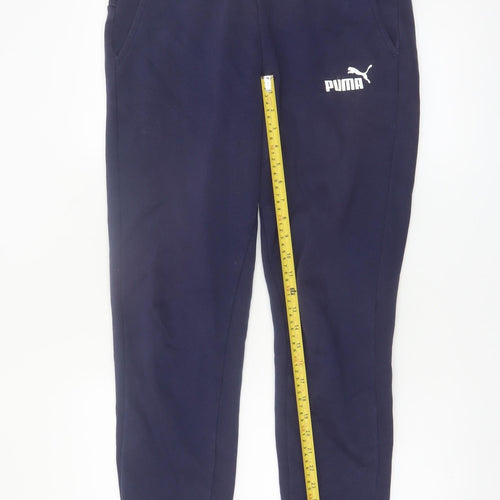 Puma Men's Blue Jogger Trousers Size M Elastic Waist Fleece