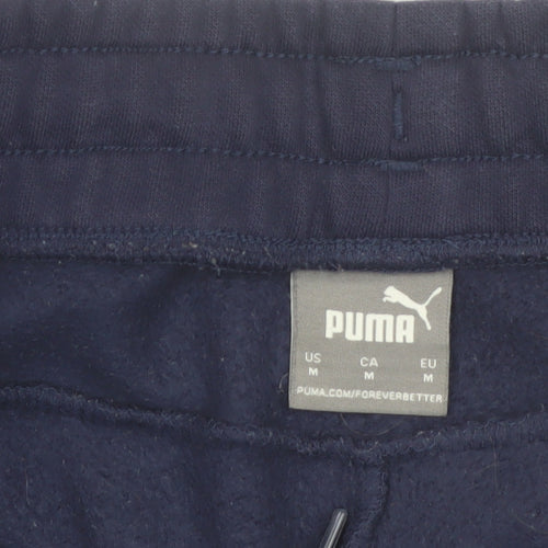 Puma Men's Blue Jogger Trousers Size M Elastic Waist Fleece