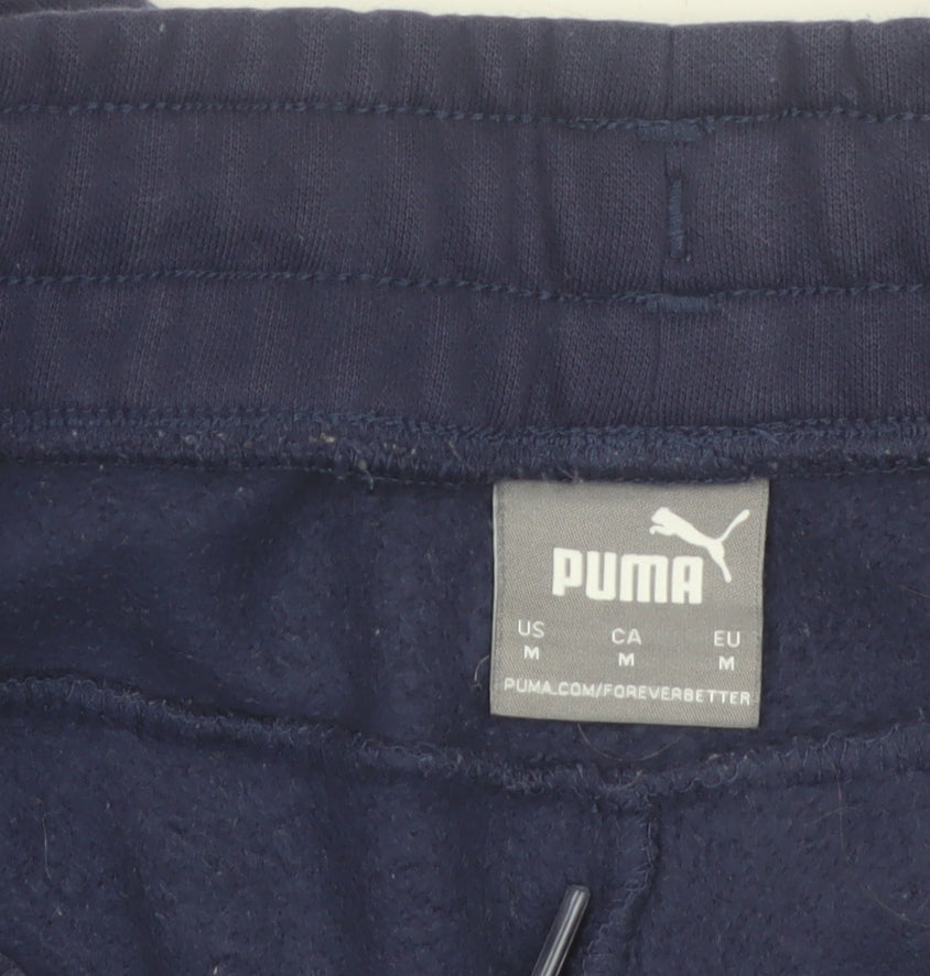 Puma Men's Blue Jogger Trousers Size M Elastic Waist Fleece