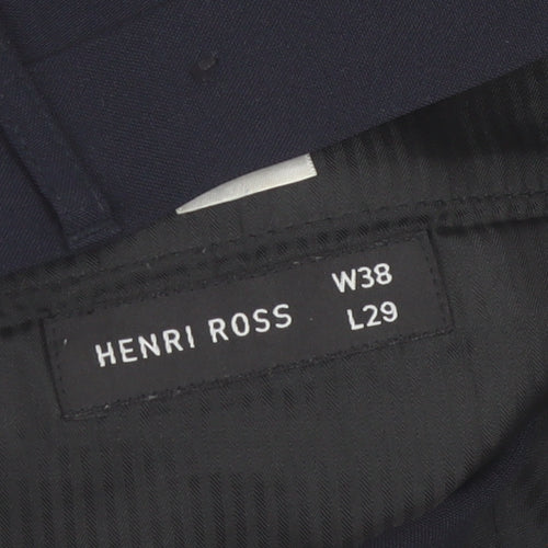 Henri Ross Men's Black Dress Pants 38W 29L Regular Fit Formal Trousers