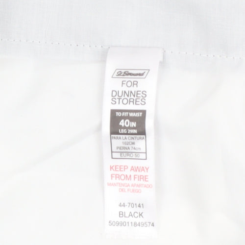 Dunnes Stores Men's Black 40in Regular Fit Dress Pants Trousers