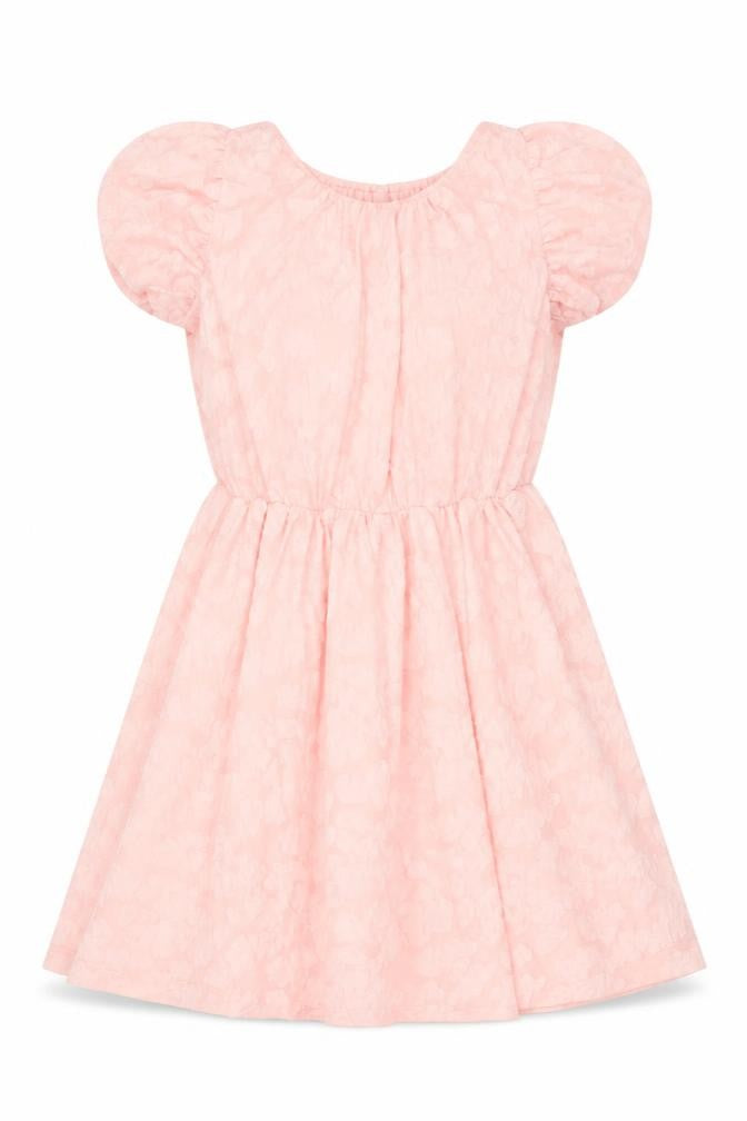 ZARA Girls Pink Bow Puff Sleeve Knee Length Dress Size 11-12 Years