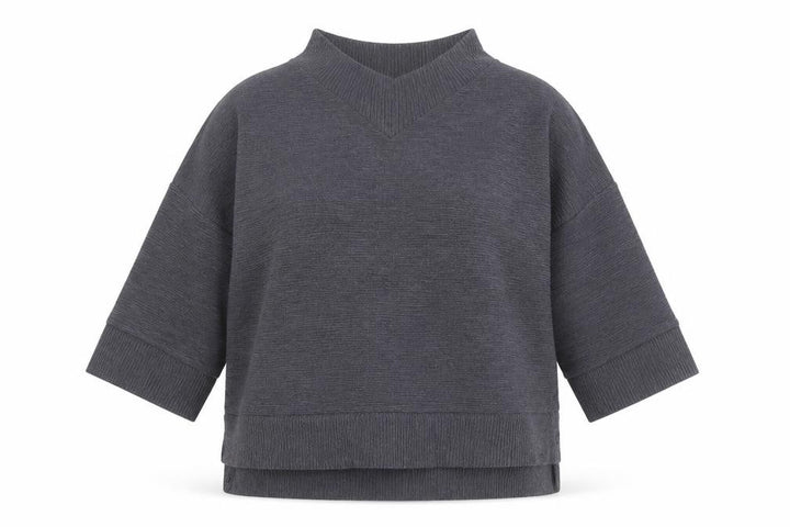 French Connection Womens Grey Mock Neck 3/4 Sleeve Top XS