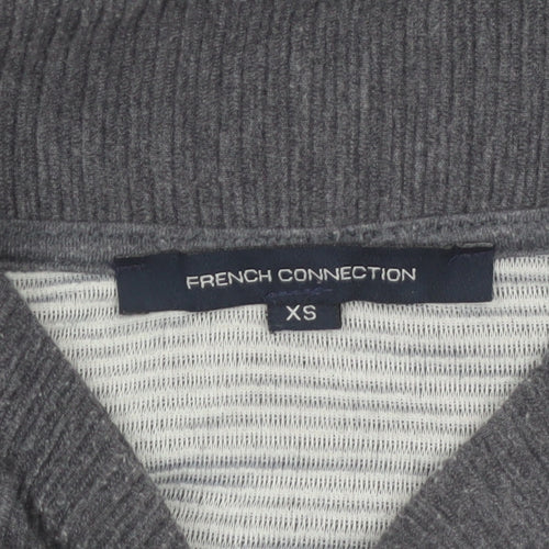 French Connection Womens Grey Mock Neck 3/4 Sleeve Top XS