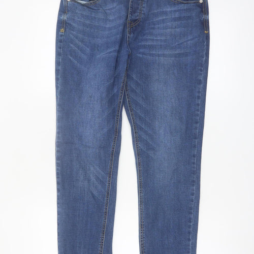 boohooMAN Men's Blue Slim Fit Denim Jeans Size 36 Mid Rise Skinny Style