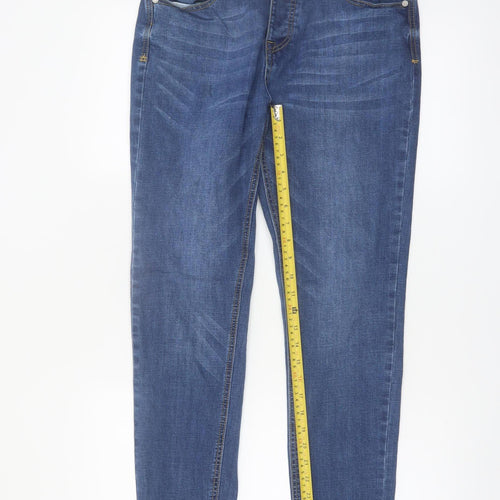 boohooMAN Men's Blue Slim Fit Denim Jeans Size 36 Mid Rise Skinny Style