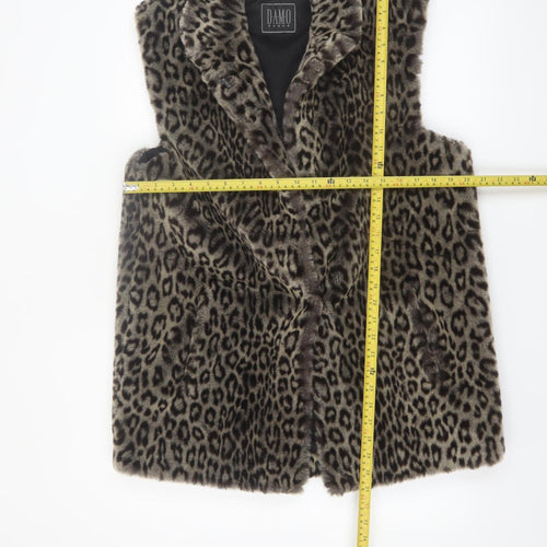 Damo Donna Women's Brown Leopard Faux Fur Waistcoat Size 10