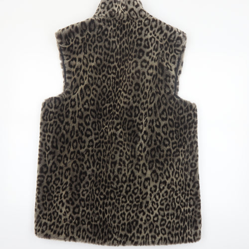 Damo Donna Women's Brown Leopard Faux Fur Waistcoat Size 10