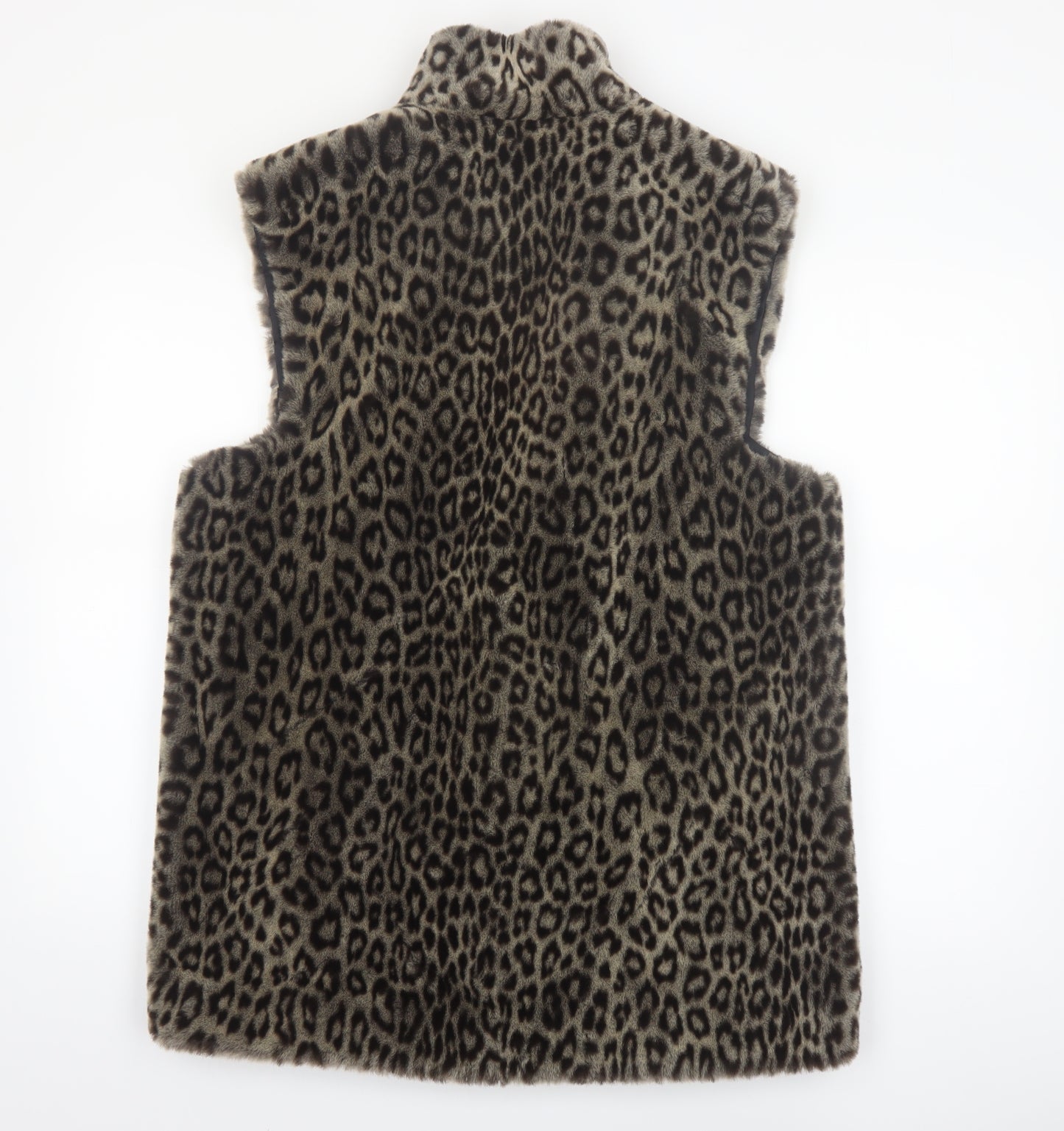 Damo Donna Women's Brown Leopard Faux Fur Waistcoat Size 10
