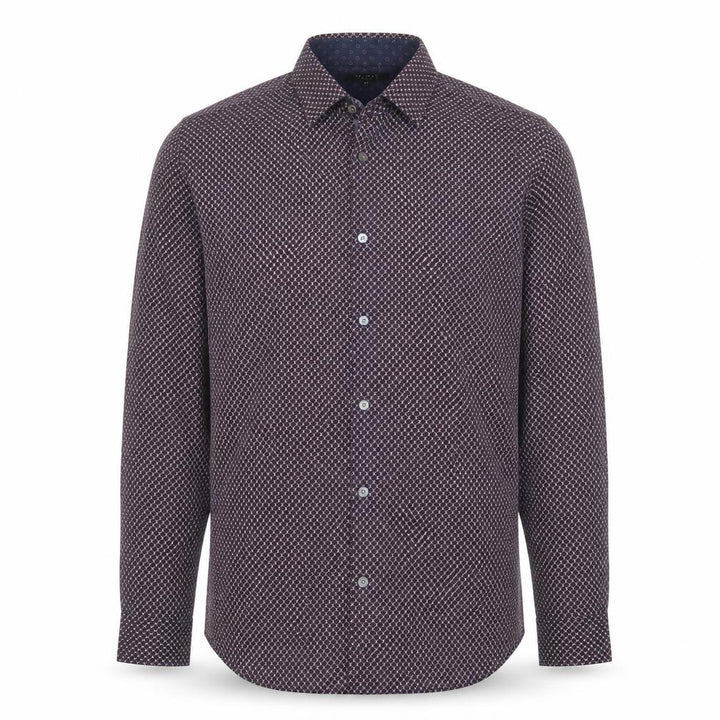 Ted Baker Men’s Blue Geometric Long Sleeve Cotton Shirt Size L