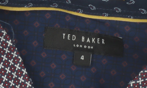 Ted Baker Men’s Blue Geometric Long Sleeve Cotton Shirt Size L