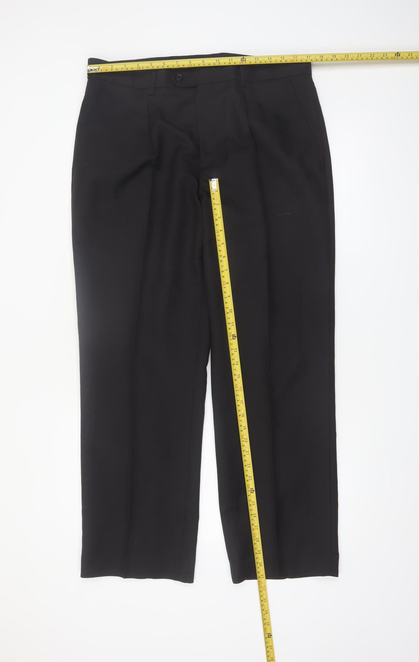 Cedarwood State Men's Black Regular Fit Dress Trousers W36