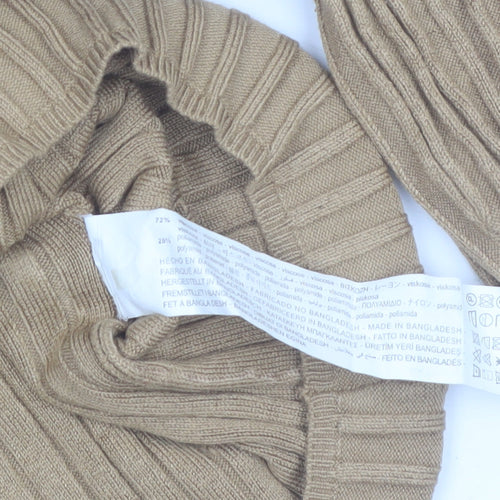 Bershka Women’s Beige Roll Neck Ribbed Knit Jumper Size 8