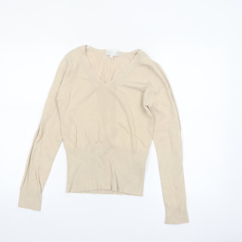 Paramour Collection Women’s Beige V-Neck Slim Knit Jumper Size S