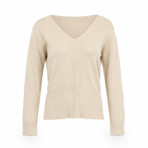 Paramour Collection Women’s Beige V-Neck Slim Knit Jumper Size S