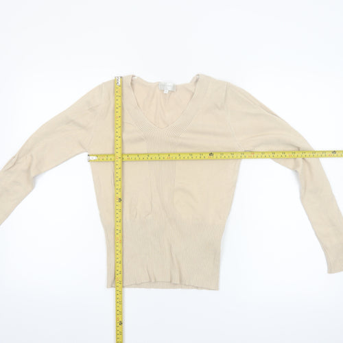 Paramour Collection Women’s Beige V-Neck Slim Knit Jumper Size S