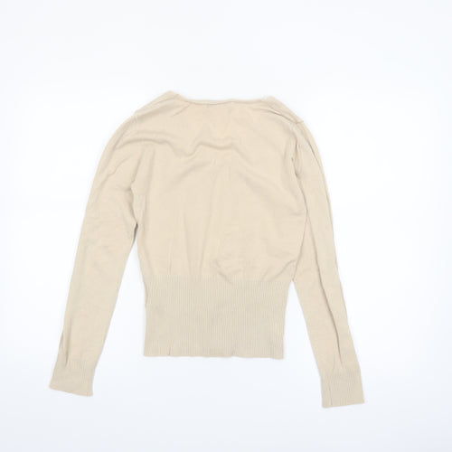 Paramour Collection Women’s Beige V-Neck Slim Knit Jumper Size S