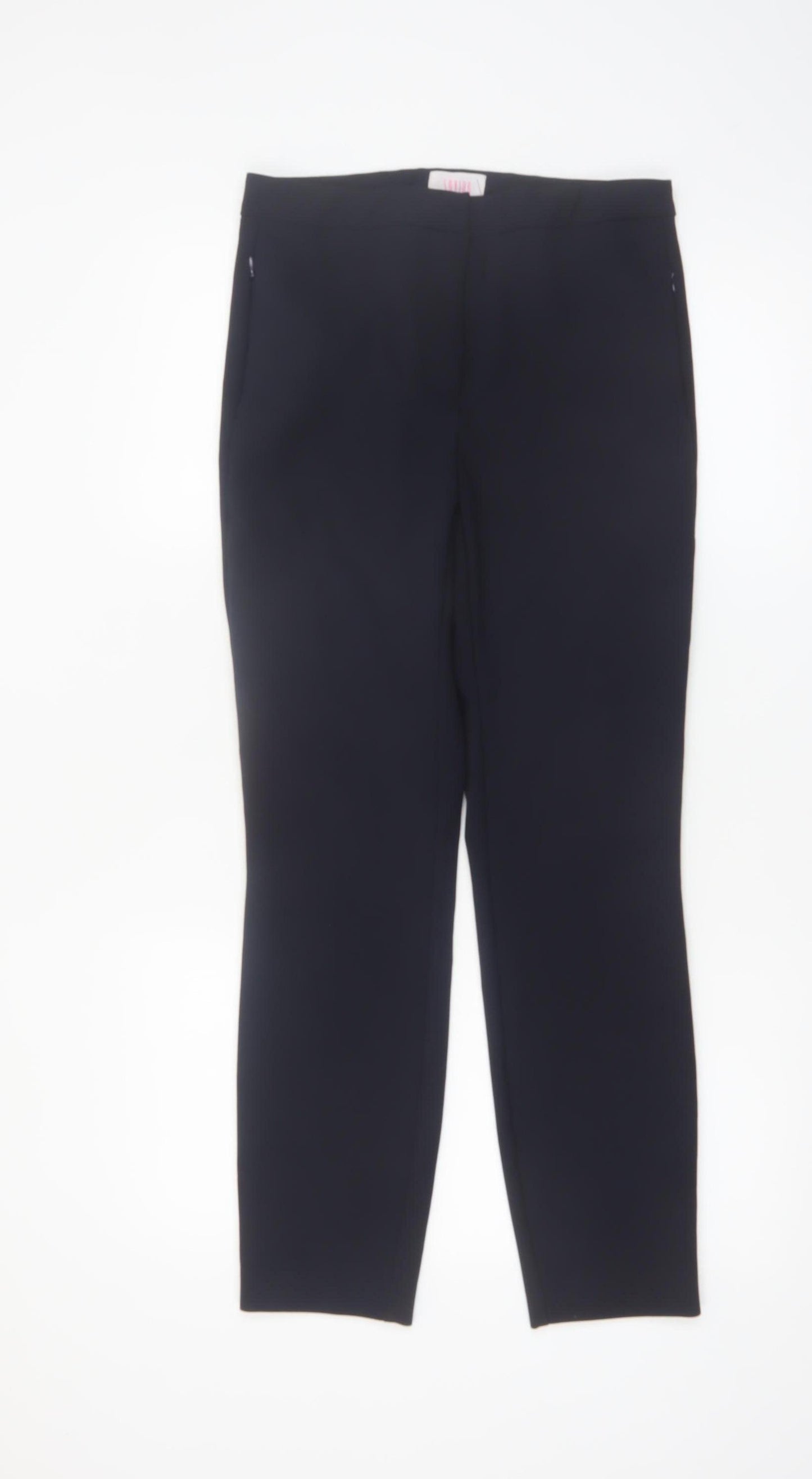 Savida Women's Navy Blue Slim Fit Stretch Dress Trousers Size 10