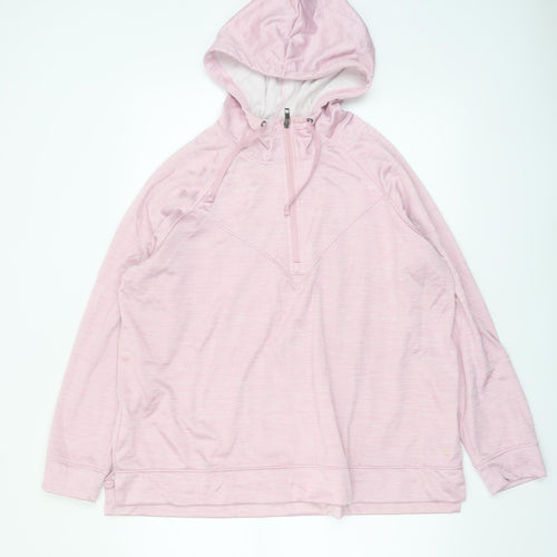 Business Strokes Sport Pink Half Zip Hooded Sweatshirt XL Women's
