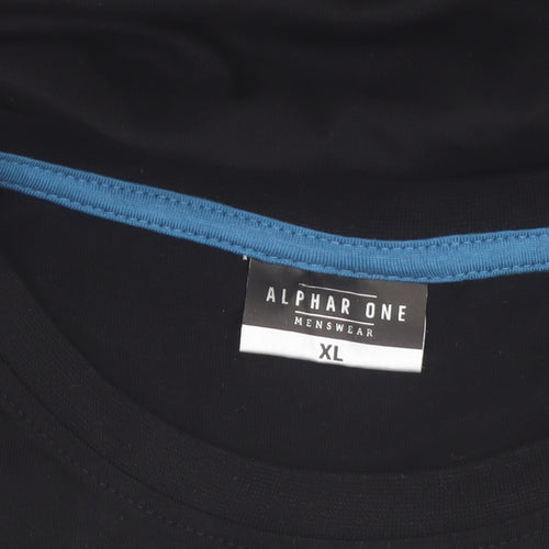 Alphar One Mens Black Crew Neck Short Sleeve Cotton T-Shirt XL