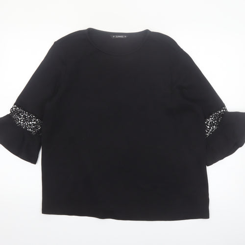Dunnes Women’s Black Cotton 3/4 Flared Sleeve Blouse Size L