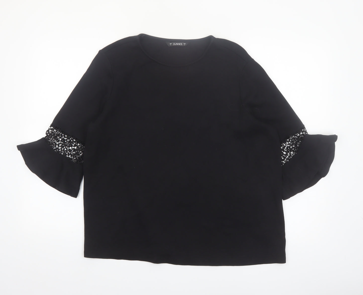 Dunnes Women’s Black Cotton 3/4 Flared Sleeve Blouse Size L