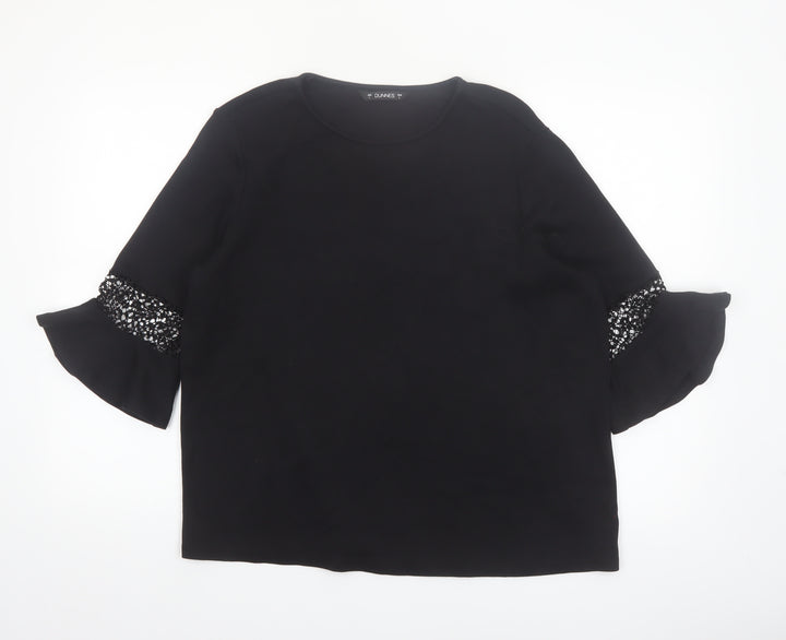 Dunnes Women’s Black Cotton 3/4 Flared Sleeve Blouse Size L