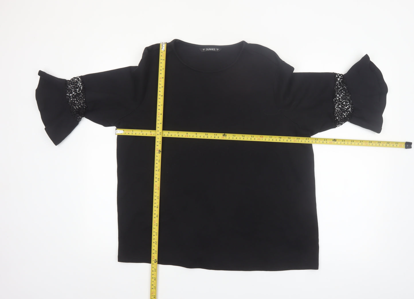 Dunnes Women’s Black Cotton 3/4 Flared Sleeve Blouse Size L