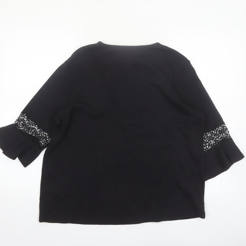 Dunnes Women’s Black Cotton 3/4 Flared Sleeve Blouse Size L
