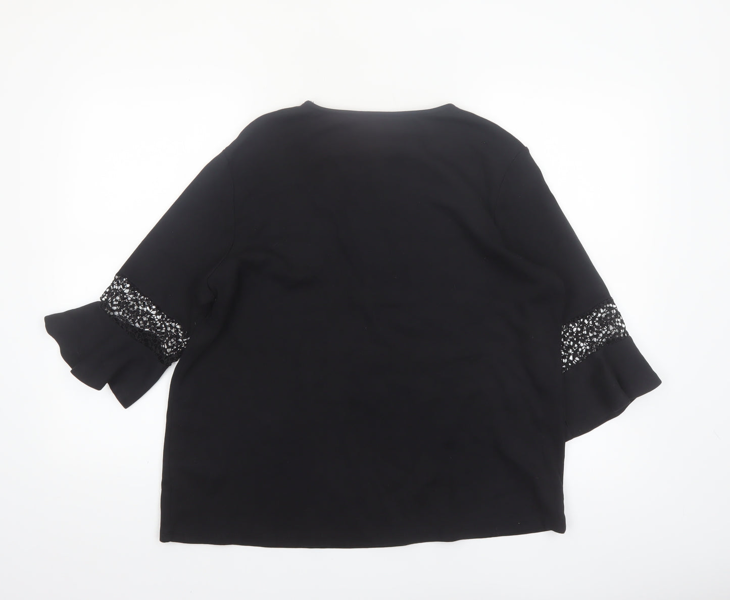 Dunnes Women’s Black Cotton 3/4 Flared Sleeve Blouse Size L