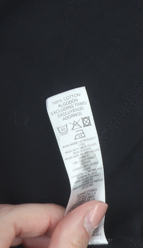 Dunnes Women’s Black Cotton 3/4 Flared Sleeve Blouse Size L