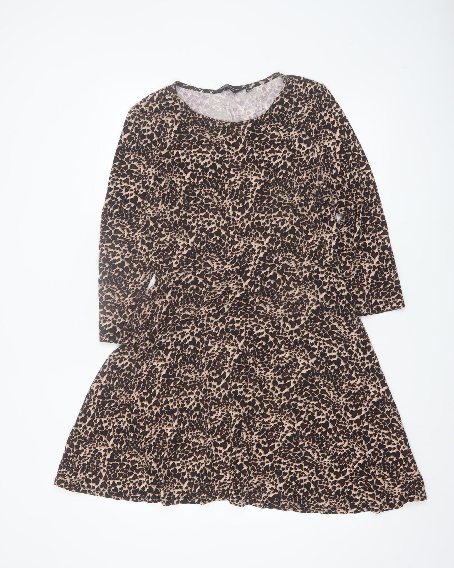 Dorothy Perkins Womens Brown Leopard Print A-Line Dress UK14