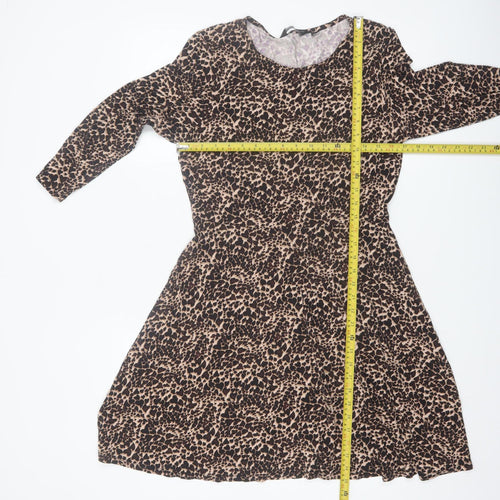 Dorothy Perkins Womens Brown Leopard Print A-Line Dress UK14
