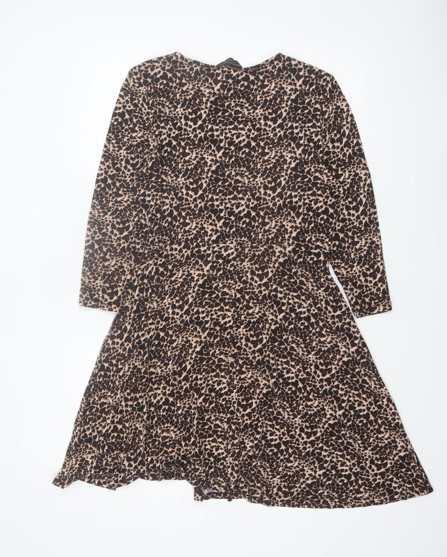 Dorothy Perkins Womens Brown Leopard Print A-Line Dress UK14