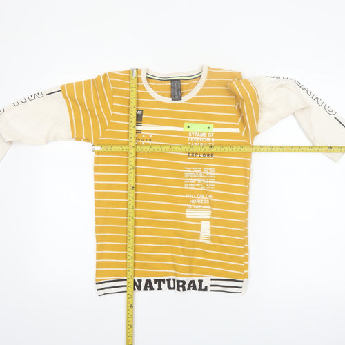 Beckam Boys Yellow Striped Long Sleeve T-Shirt Size 6-7 Years Classic Crew Neck