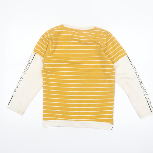 Beckam Boys Yellow Striped Long Sleeve T-Shirt Size 6-7 Years Classic Crew Neck
