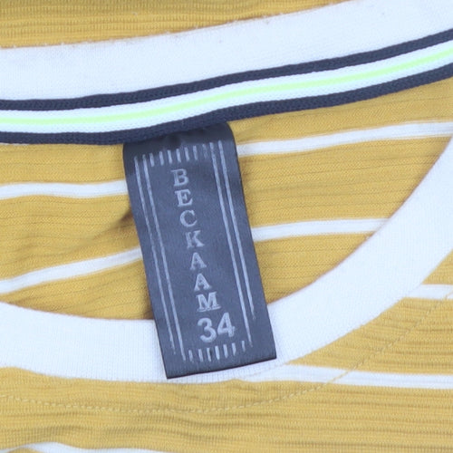 Beckam Boys Yellow Striped Long Sleeve T-Shirt Size 6-7 Years Classic Crew Neck