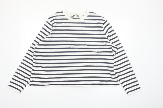 Dunnes Stores Women’s Blue White Striped Cotton Long Sleeve T-Shirt 2XL