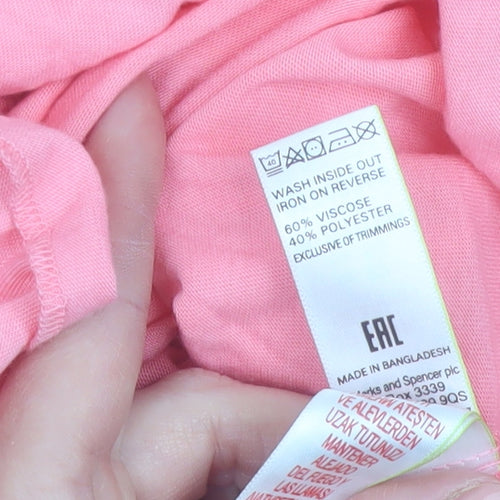 Marks and Spencer Women Pink Ruffle Jersey Nightshirt UK 22