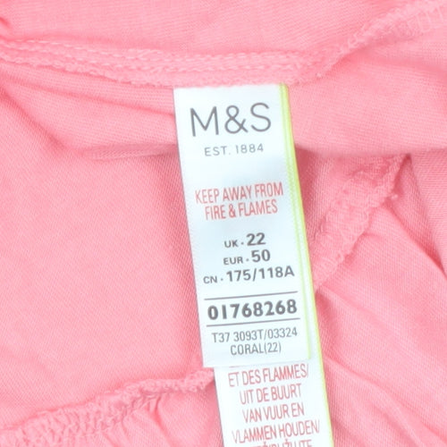Marks and Spencer Women Pink Ruffle Jersey Nightshirt UK 22