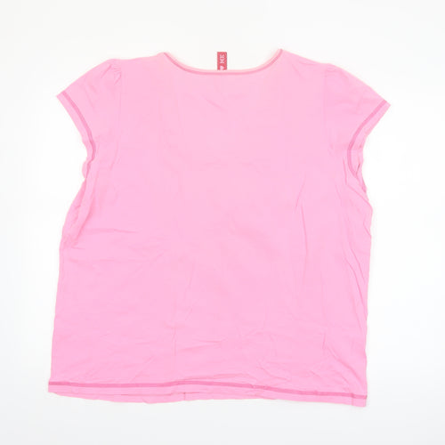 Evans Women’s Pink V-Neck Love Print Cotton T-Shirt Size 22