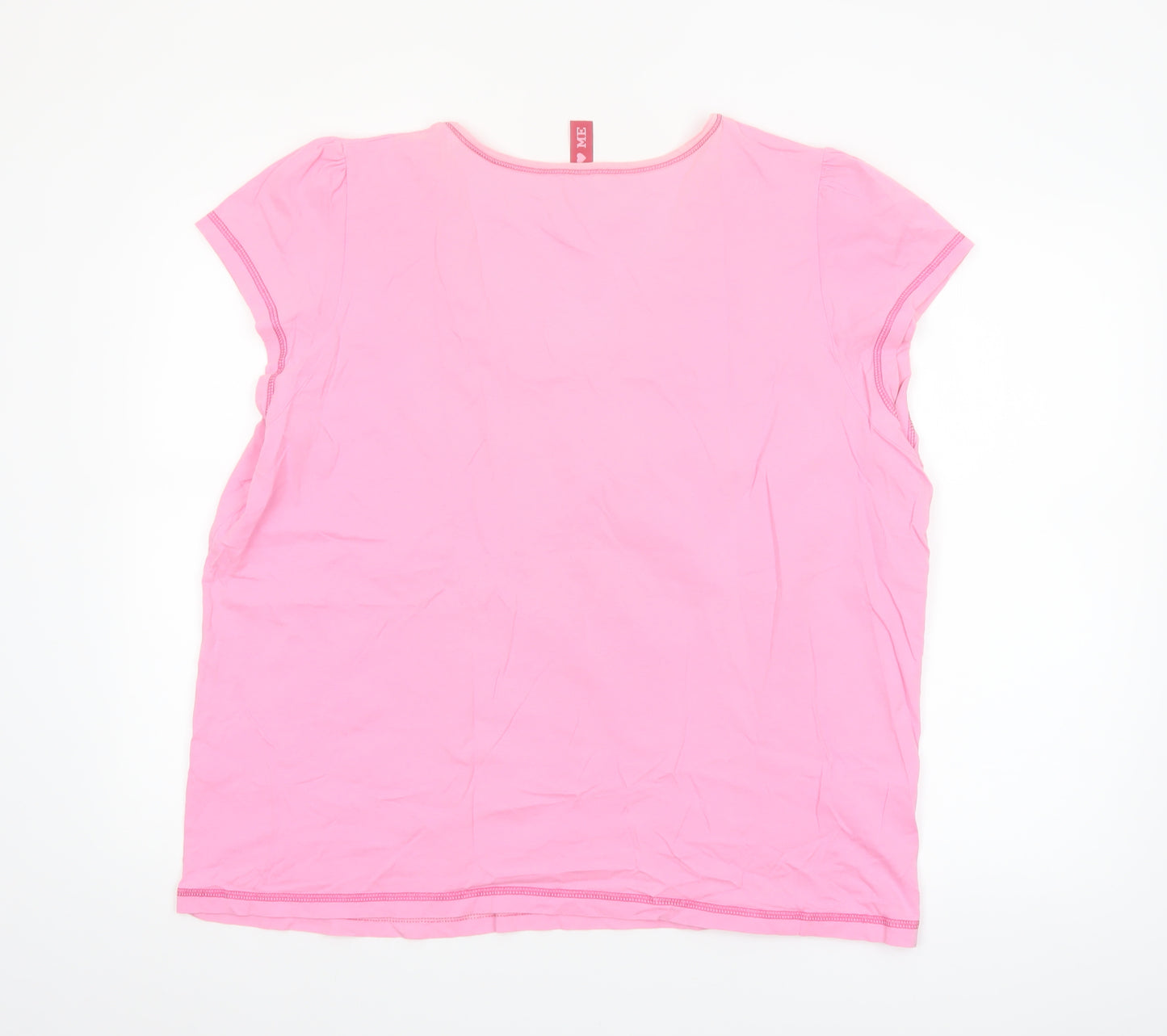 Evans Women’s Pink V-Neck Love Print Cotton T-Shirt Size 22