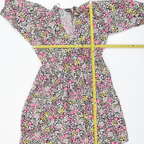 F&F Women's Multicoloured Floral A-Line V-Neck Dress Size 14