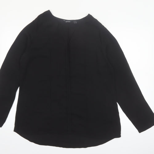 Esmara Women Black Long Sleeve V-Neck Polyester Blouse Size 18
