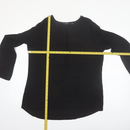 Esmara Women Black Long Sleeve V-Neck Polyester Blouse Size 18