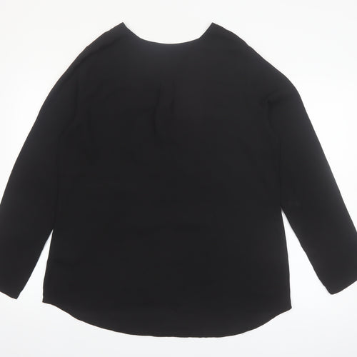 Esmara Women Black Long Sleeve V-Neck Polyester Blouse Size 18