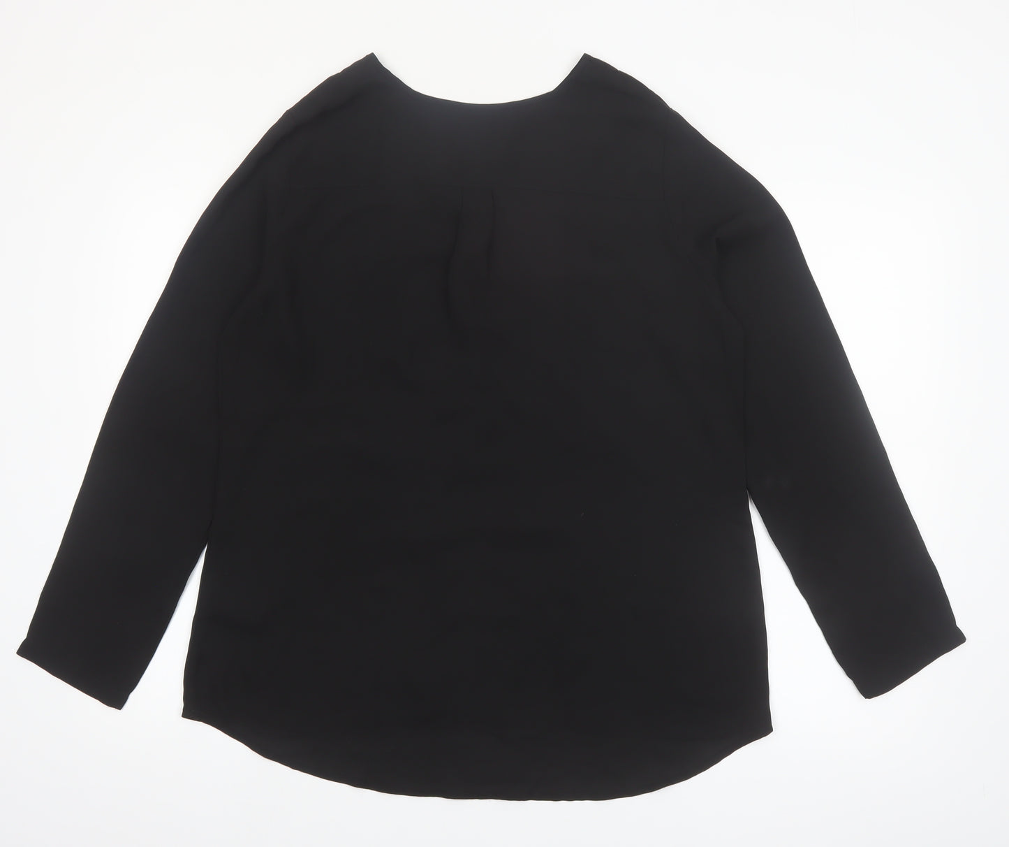Esmara Women Black Long Sleeve V-Neck Polyester Blouse Size 18