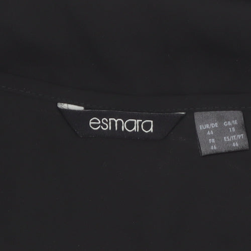 Esmara Women Black Long Sleeve V-Neck Polyester Blouse Size 18