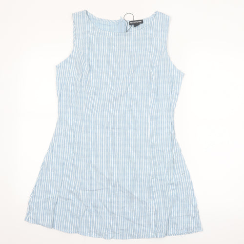 PrettyLittleThing Women's Blue Striped Sleeveless Tunic Blouse UK 14